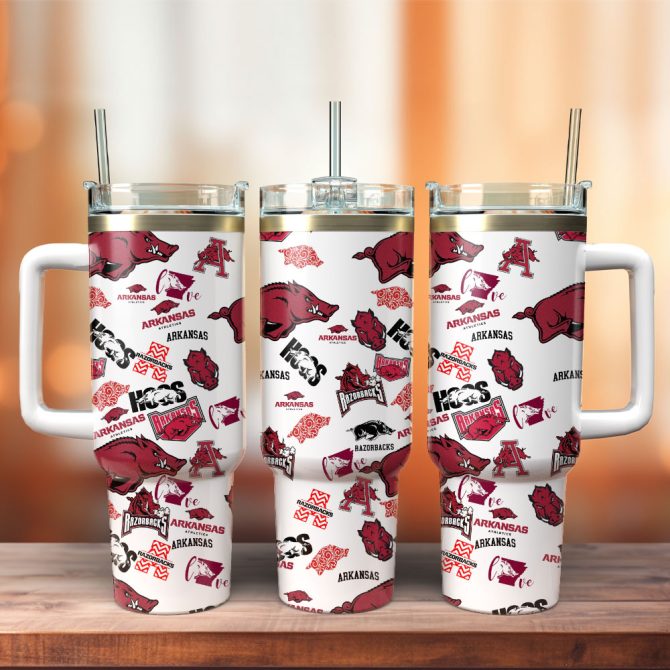 Arkansas Razorbacks Ncaa Sport Custom Stanley Quencher 40Oz Stainless Steel Tumbler