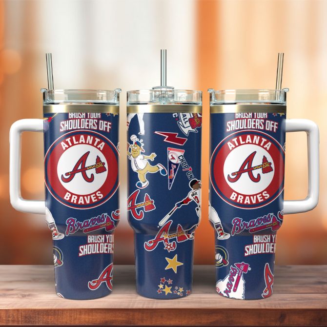 Atlanta Braves Baseball Team Mlb Sport Custom Stanley Quencher 40Oz Stainless Steel Tumbler