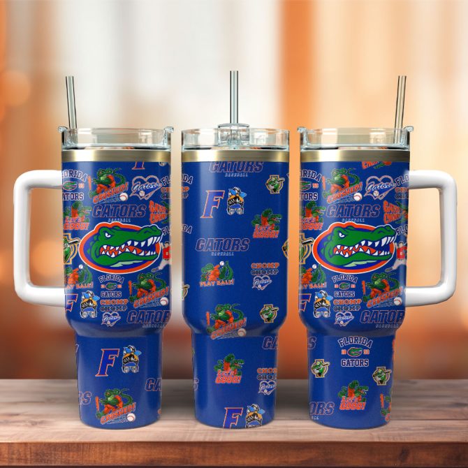 Florida Gators Baseball Ncaa Sport Custom Stanley Quencher 40Oz Stainless Steel Tumbler With Handle