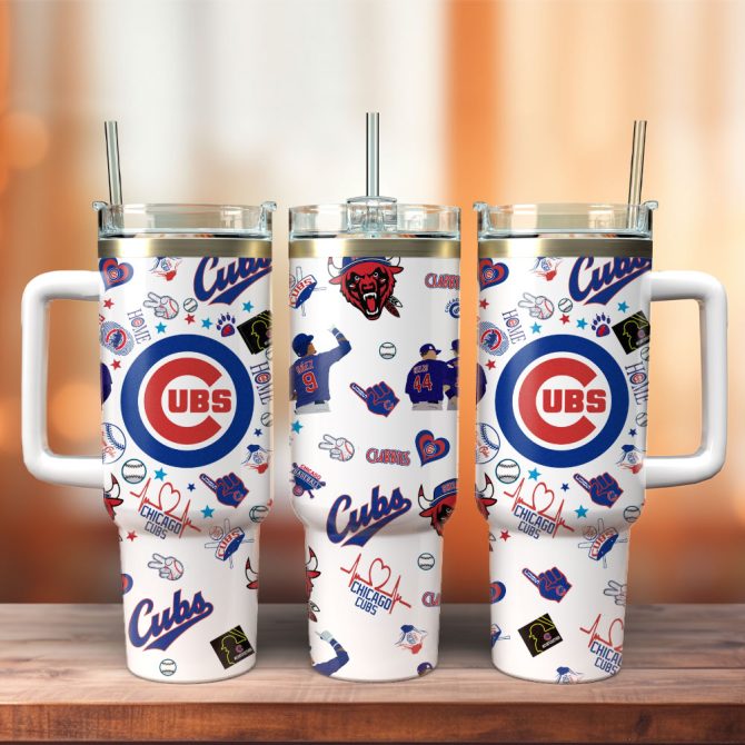 Chicago Cubs Baseball Mlb Sport Custom Stanley Quencher 40Oz Stainless Steel Tumbler With Handle