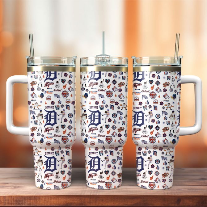 Detroit Tigers Baseball Mlb Sport Custom Stanley Quencher 40Oz Stainless Steel Tumbler With Handle