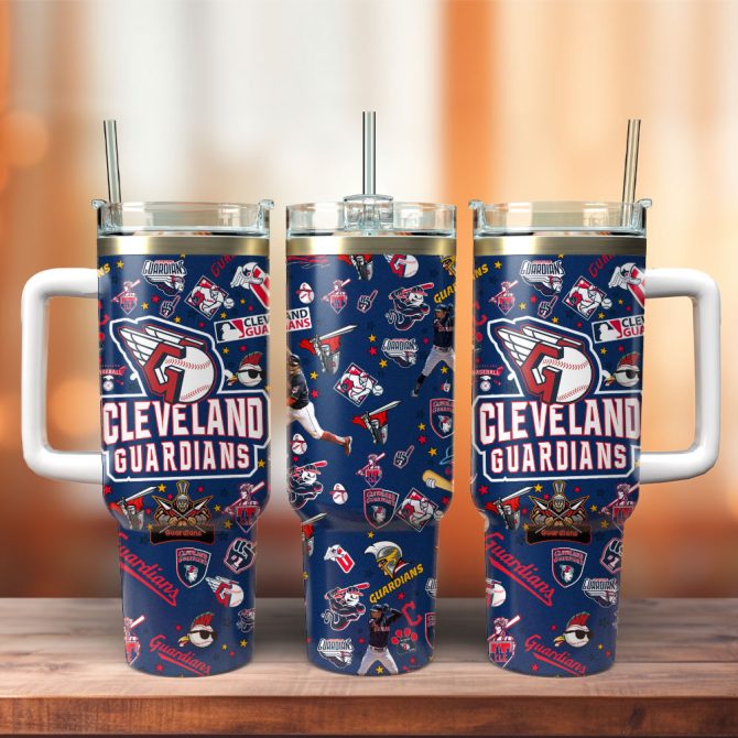Cleveland Guardians Baseball Mlb Sport Custom Stanley Quencher 40Oz Stainless Steel Tumbler With Handle