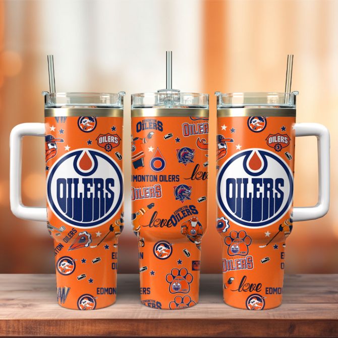 Edmonton Oilers Ice Hockey Nhl Sport Custom Stanley Quencher 40Oz Stainless Steel Tumbler With Handle