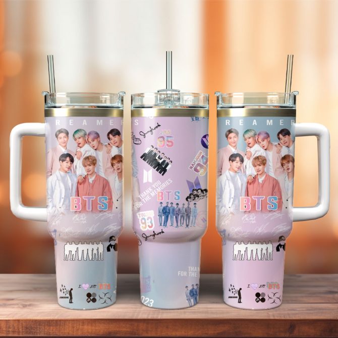 Bts Music Custom Stanley Quencher 40Oz Stainless Steel Tumbler With Handle