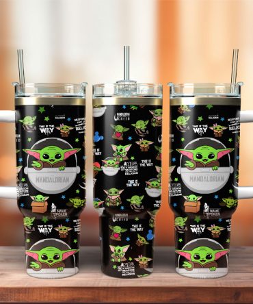 Baby Yoda Star Wars Movie Custom Stanley Quencher 40Oz Stainless Steel Tumbler With Handle