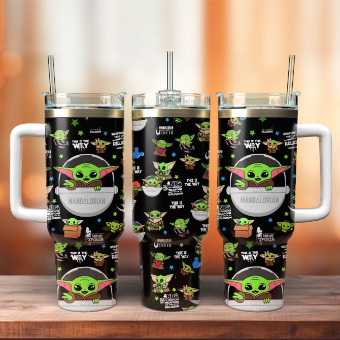 Baby Yoda Star Wars Movie Custom Stanley Quencher 40Oz Stainless Steel Tumbler With Handle