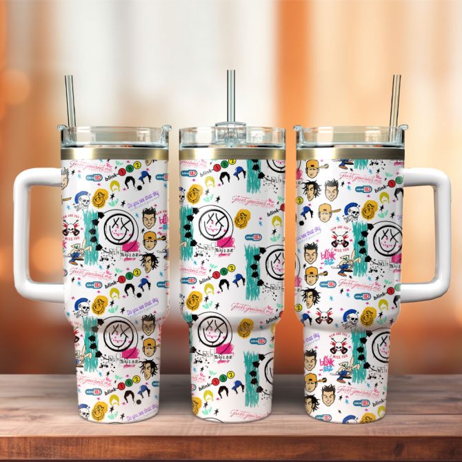 Blink 182 Music Custom Stanley Quencher 40Oz Stainless Steel Tumbler With Handle