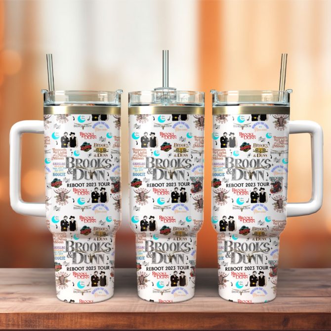 Brooks And Dunn Music Custom Stanley Quencher 40Oz Stainless Steel Tumbler With Handle