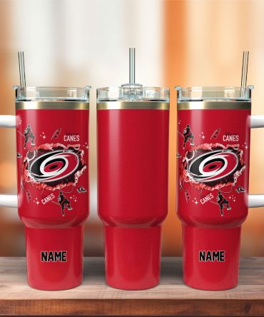 Carolina Hurricanes Ice Hockey Nhl Sport Custom Stanley Quencher 40Oz Stainless Steel Tumbler With Handle