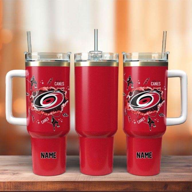 Carolina Hurricanes Ice Hockey Nhl Sport Custom Stanley Quencher 40Oz Stainless Steel Tumbler With Handle