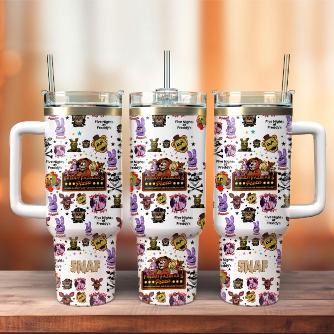 Freddy Fazbear’S Pizza Movie Custom Stanley Quencher 40Oz Stainless Steel Tumbler With Handle