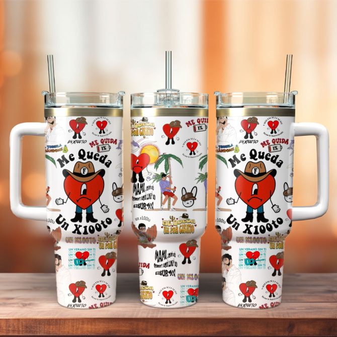 Bad Bunny Music Custom Stanley Quencher 40Oz Stainless Steel Tumbler With Handle
