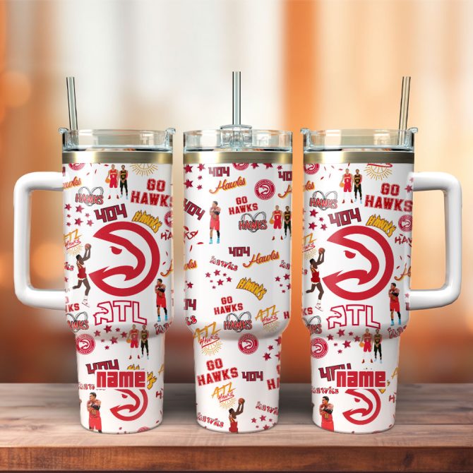 Atlanta Hawks Basketball Nba Sport Custom Stanley Quencher 40Oz Stainless Steel Tumbler With Handle