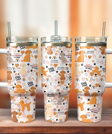 Cute Dog Custom Stanley Quencher 40Oz Stainless Steel Tumbler With Handle
