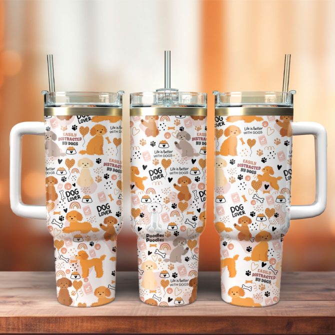 Cute Dog Custom Stanley Quencher 40Oz Stainless Steel Tumbler With Handle