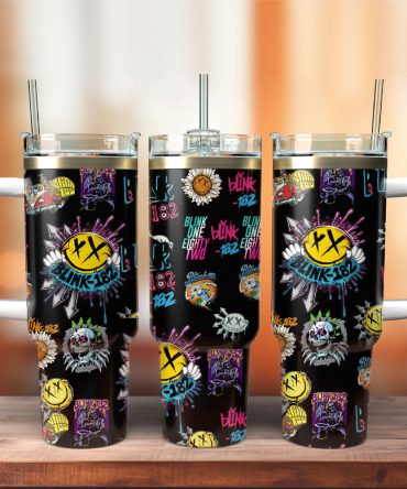 Blink 182 Music Custom Stanley Quencher 40Oz Stainless Steel Tumbler With Handle