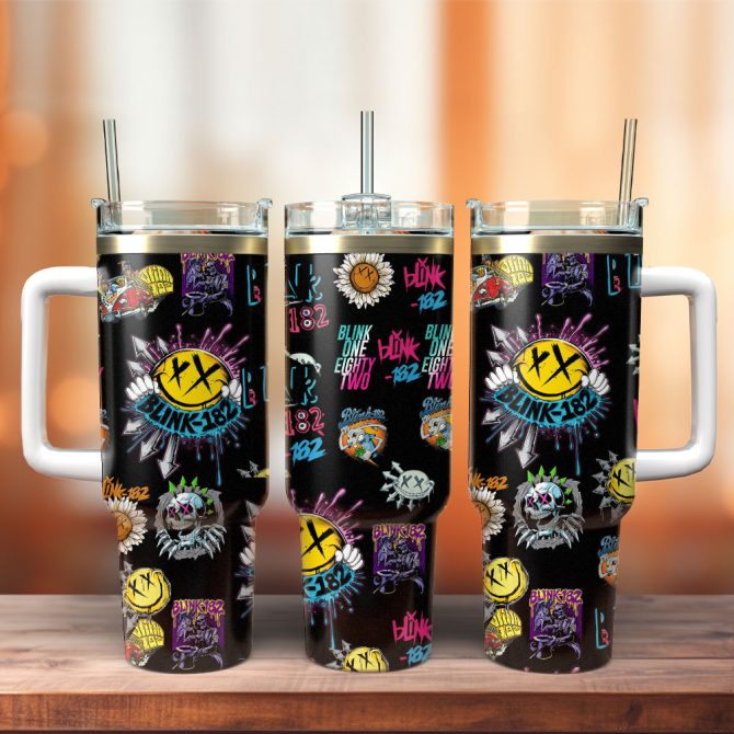 Blink 182 Music Custom Stanley Quencher 40Oz Stainless Steel Tumbler With Handle