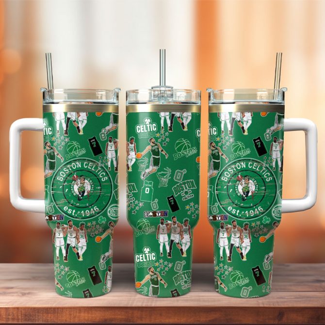 Boston Celtics Basketball Nba Sport Custom Stanley Quencher 40Oz Stainless Steel Tumbler