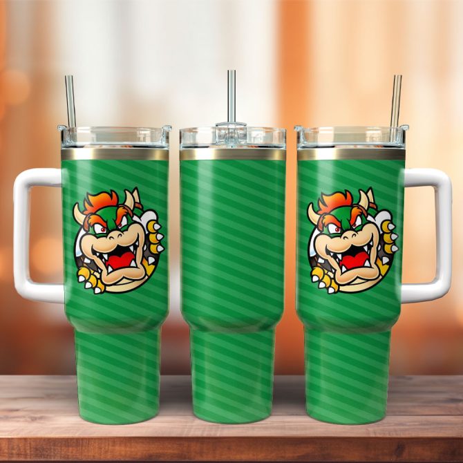 Bowser Super Mario Games Custom Stanley Quencher 40Oz Stainless Steel Tumbler