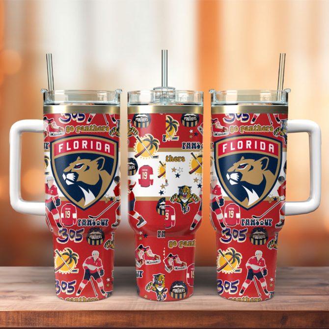 Florida Panthers Nhl Ice Hockey Sport Custom Stanley Quencher 40Oz Stainless Steel Tumbler