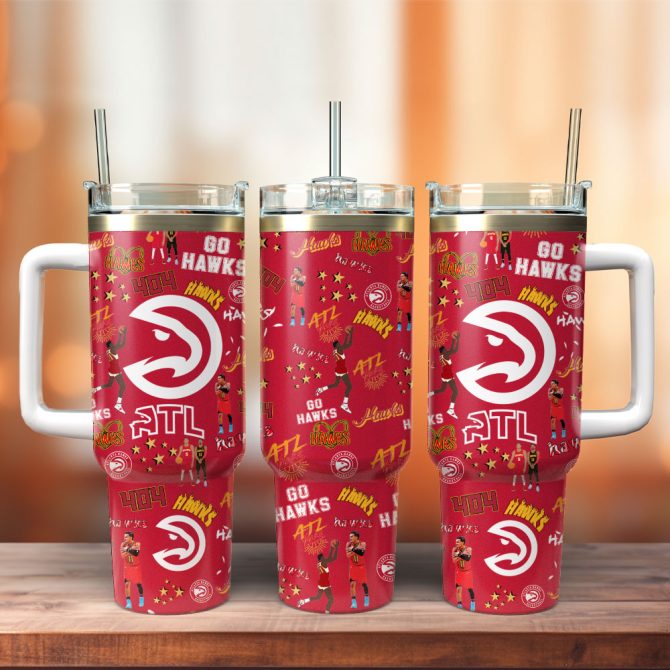 Atlanta Hawks Basketball Nba Sport Custom Stanley Quencher 40Oz Stainless Steel Tumbler