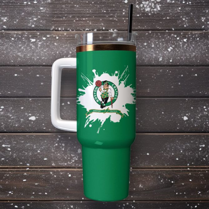 Boston Celtics Basketball Nba Sport Custom Stanley Quencher 40Oz Stainless Steel Tumbler - Image 4