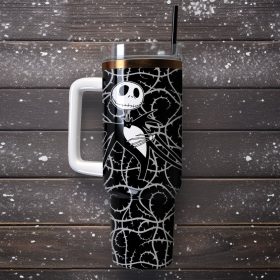 The Nightmare Before Christmas Cartoon Custom Stanley Quencher 40Oz Stainless Steel Tumbler With Handle - Image 4