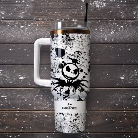 The Nightmare Before Christmas Cartoon Custom Stanley Quencher 40Oz Stainless Steel Tumbler With Handle - Image 4