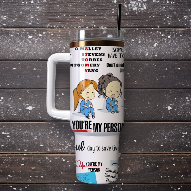 Grey #8217;S Anatomy Tv Series Custom Stanley Quencher 40Oz Stainless Steel Tumbler With Handle - Image 4