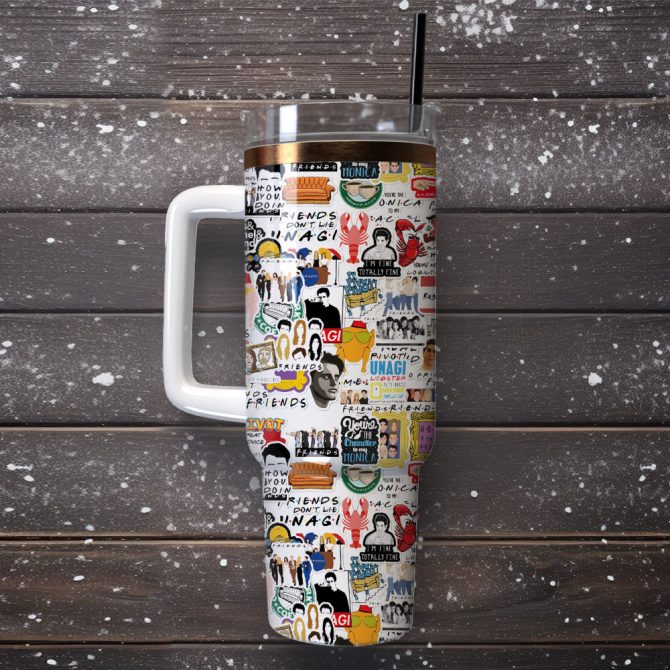 Friends Tv Series Custom Stanley Quencher 40Oz Stainless Steel Tumbler With Handle - Image 4