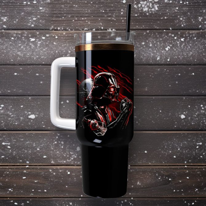 Darth Vader Star Wars Movie Custom Stanley Quencher 40Oz Stainless Steel Tumbler With Handle - Image 4