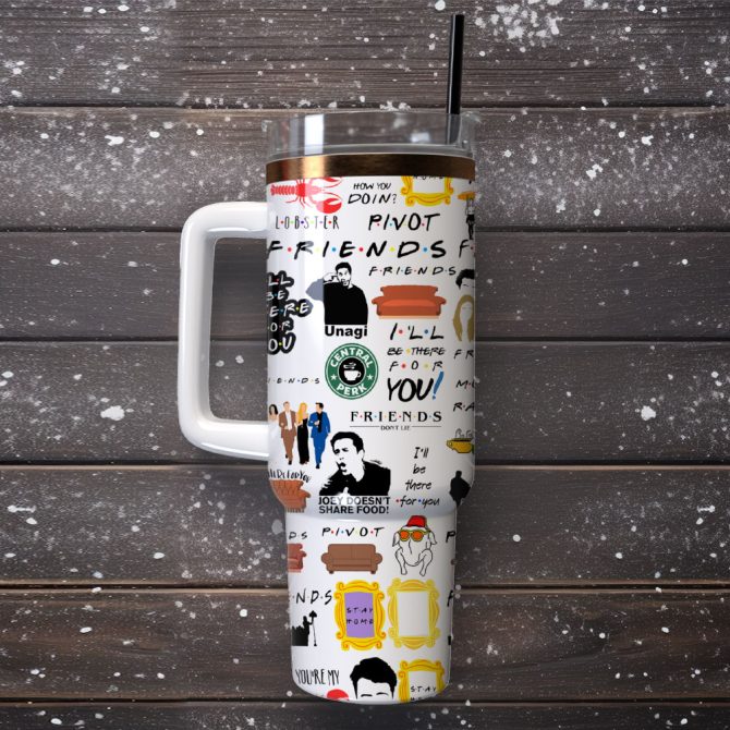 Friends Tv Series Custom Stanley Quencher 40Oz Stainless Steel Tumbler With Handle - Image 4