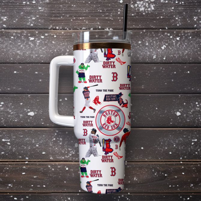 Boston Red Sox Baseball Mlb Sport Custom Stanley Quencher 40Oz Stainless Steel Tumbler - Image 4