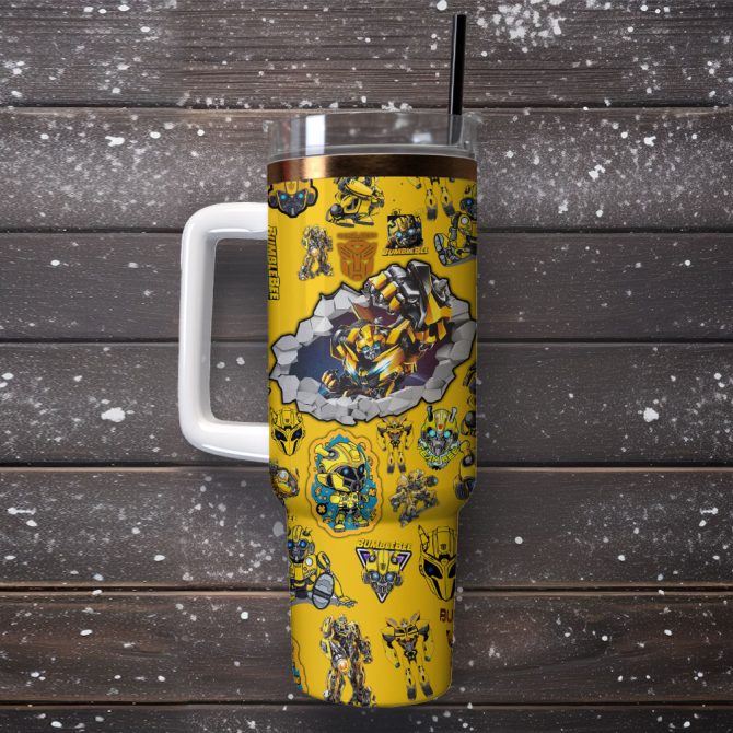 Bumblebee Movie Custom Stanley Quencher 40Oz Stainless Steel Tumbler - Image 4