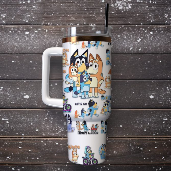 Bluey Tv Series Custom Stanley Quencher 40Oz Stainless Steel Tumbler - Image 4