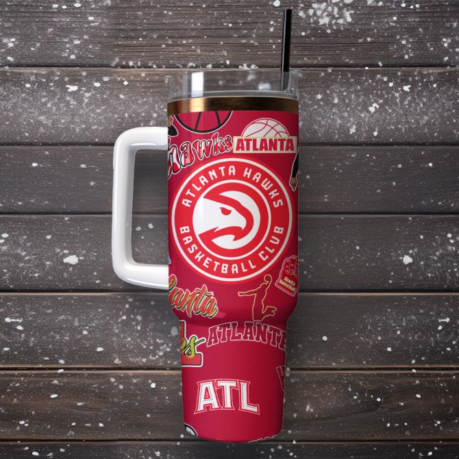 Atlanta Hawks Basketball Nba Sport Custom Stanley Quencher 40Oz Stainless Steel Tumbler - Image 4