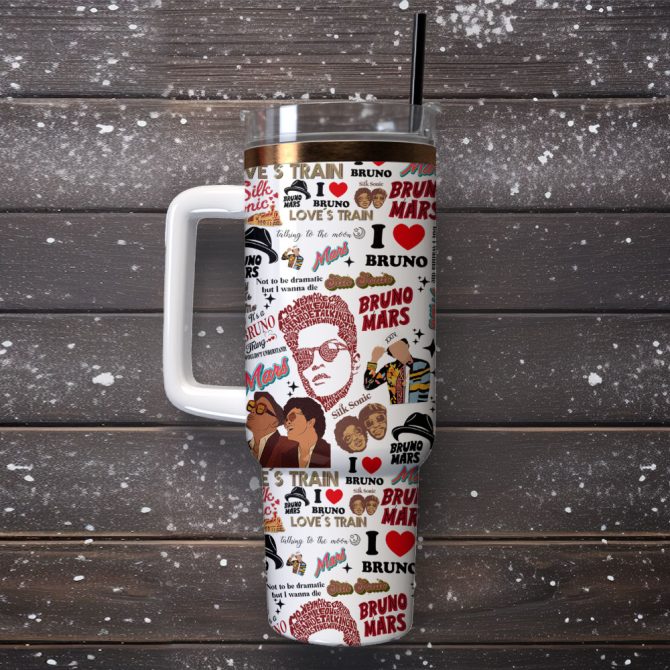 Bruno Mars Music Custom Stanley Quencher 40Oz Stainless Steel Tumbler - Image 4