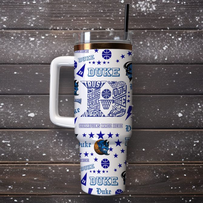 Duke Blue Devils Basketball Ncaa Sport Custom Stanley Quencher 40Oz Stainless Steel Tumbler - Image 4