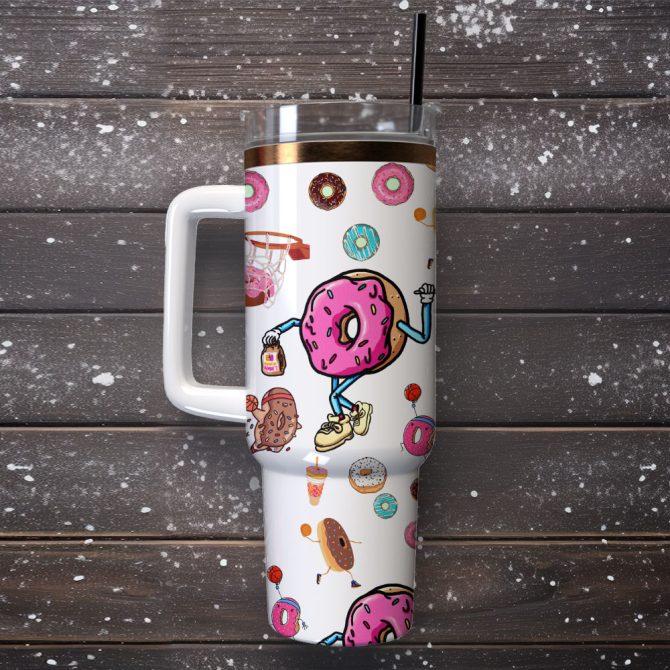 Donut Food Custom Stanley Quencher 40Oz Stainless Steel Tumbler - Image 4