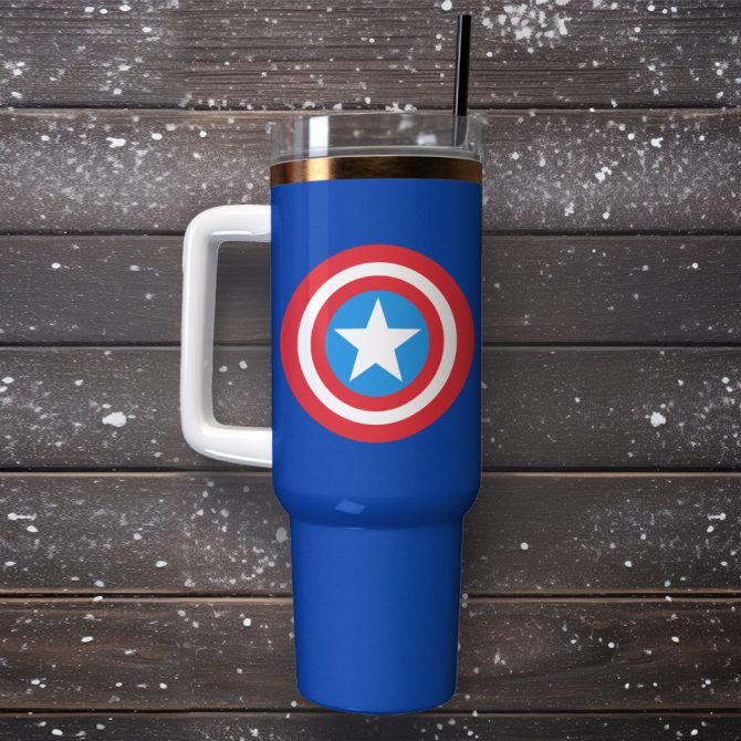 Captain America Movie Custom Stanley Quencher 40Oz Stainless Steel Tumbler - Image 4