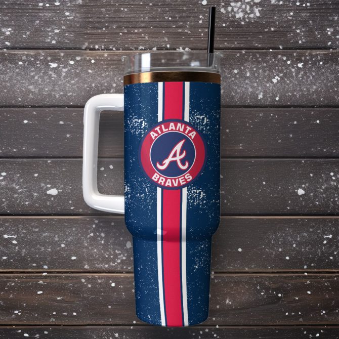 Atlanta Braves Baseball Mlb Sport Custom Stanley Quencher 40Oz Stainless Steel Tumbler - Image 4