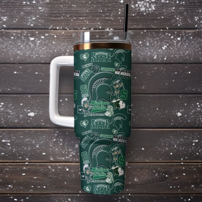 Michigan State Spartans Ncaa Sport Custom Stanley Quencher 40Oz Stainless Steel Tumbler - Image 4