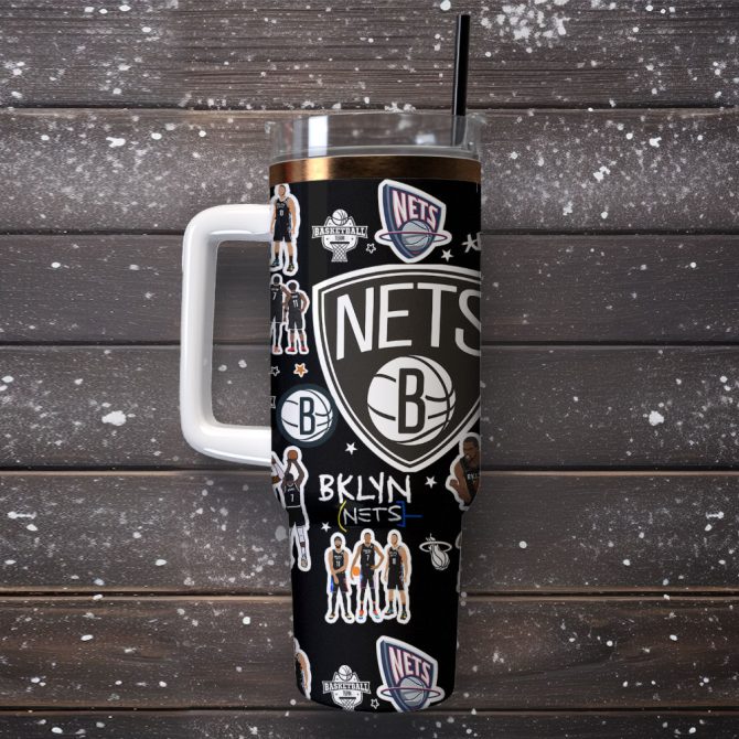 Brooklyn Nets Nba Basketball Sport Custom Stanley Quencher 40Oz Stainless Steel Tumbler - Image 4