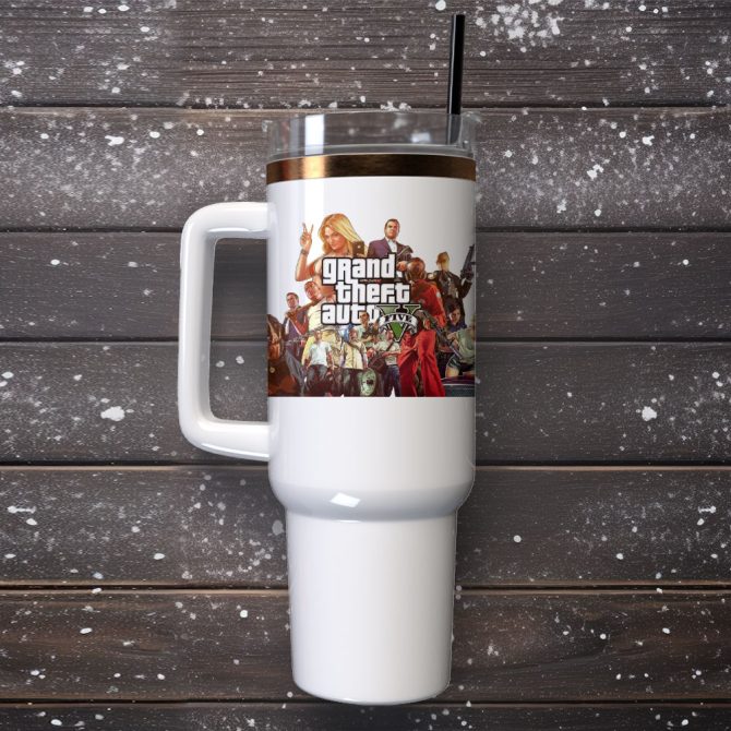 Grand Thef Auto 5 Game Custom Stanley Quencher 40Oz Stainless Steel Tumbler - Image 2