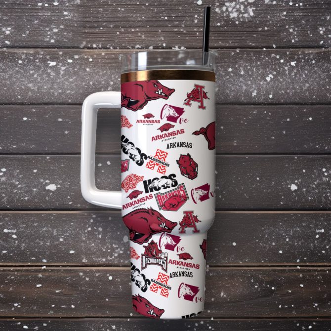Arkansas Razorbacks Ncaa Sport Custom Stanley Quencher 40Oz Stainless Steel Tumbler - Image 3