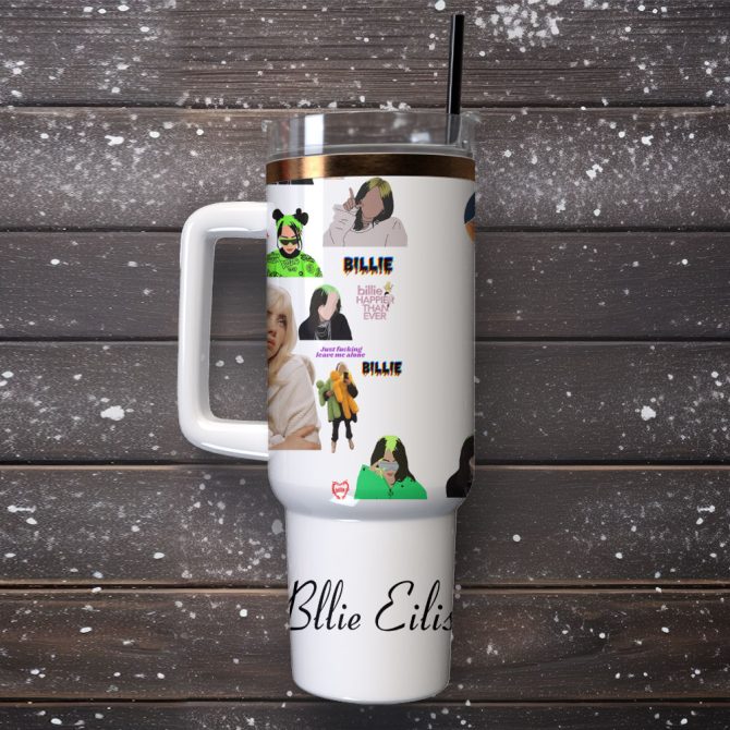 Billie Eilish Music Custom Stanley Quencher 40Oz Stainless Steel Tumbler - Image 3