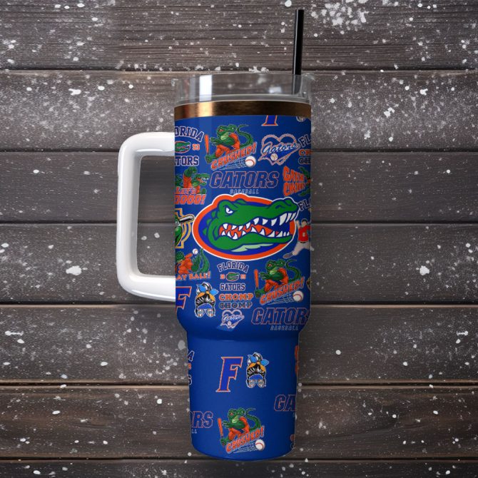 Florida Gators Baseball Ncaa Sport Custom Stanley Quencher 40Oz Stainless Steel Tumbler With Handle - Image 4