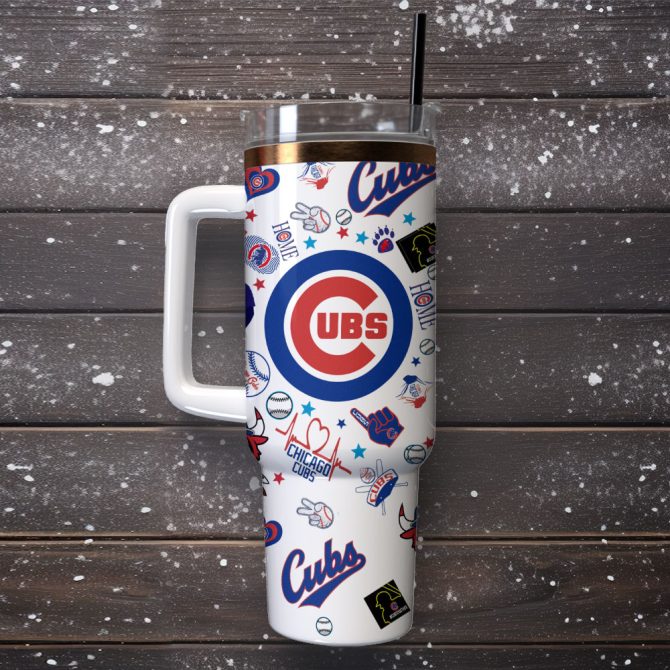 Chicago Cubs Baseball Mlb Sport Custom Stanley Quencher 40Oz Stainless Steel Tumbler With Handle - Image 4