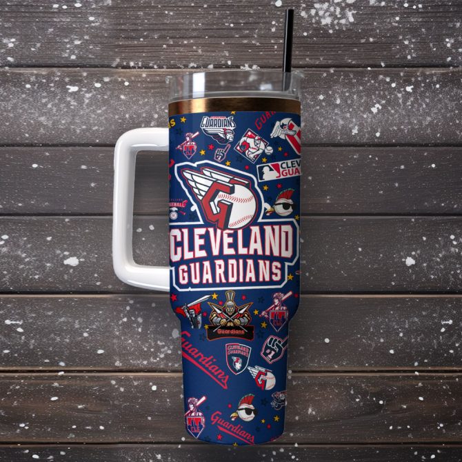 Cleveland Guardians Baseball Mlb Sport Custom Stanley Quencher 40Oz Stainless Steel Tumbler With Handle - Image 4
