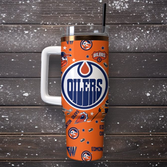 Edmonton Oilers Ice Hockey Nhl Sport Custom Stanley Quencher 40Oz Stainless Steel Tumbler With Handle - Image 4